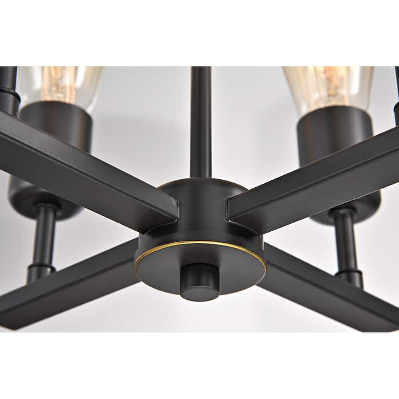 Wood and Oil Rubbed Bronze 4-Light Lantern Chandelier - Wood and Oil Rubbed Bronze