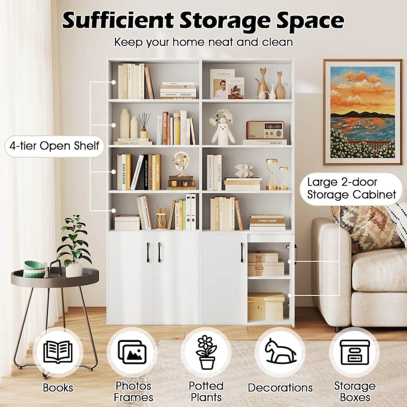 Costway 70" Bookcase with Adjustable Shelves with 2-Door Cabinet - See Details