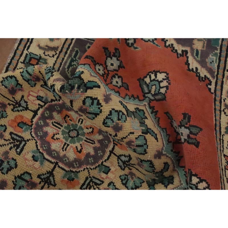 Hand Knotted Oriental 100% Wool Carpet Traditional Floral Oranges & Rust Tabriz Area Rug - 4' 6'' X 3' 3''