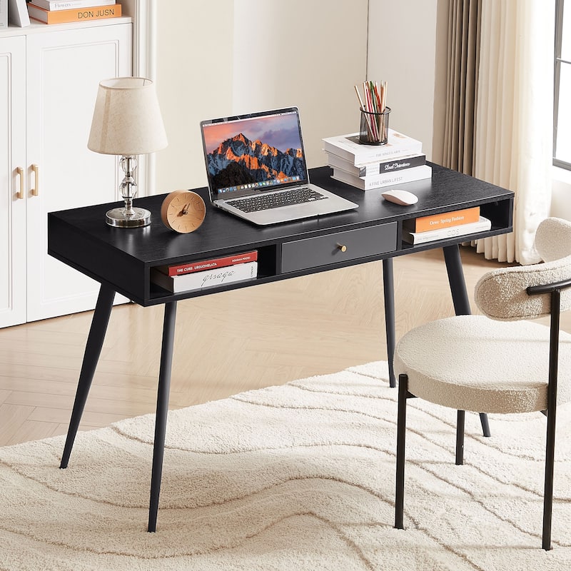 Modern Writing Study Desk with Drawers USB Ports and Power Outlet