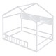 preview thumbnail 15 of 16, Wooden Full Size House Bed with Storage Shelf,Kids Bed with Fence and Roof