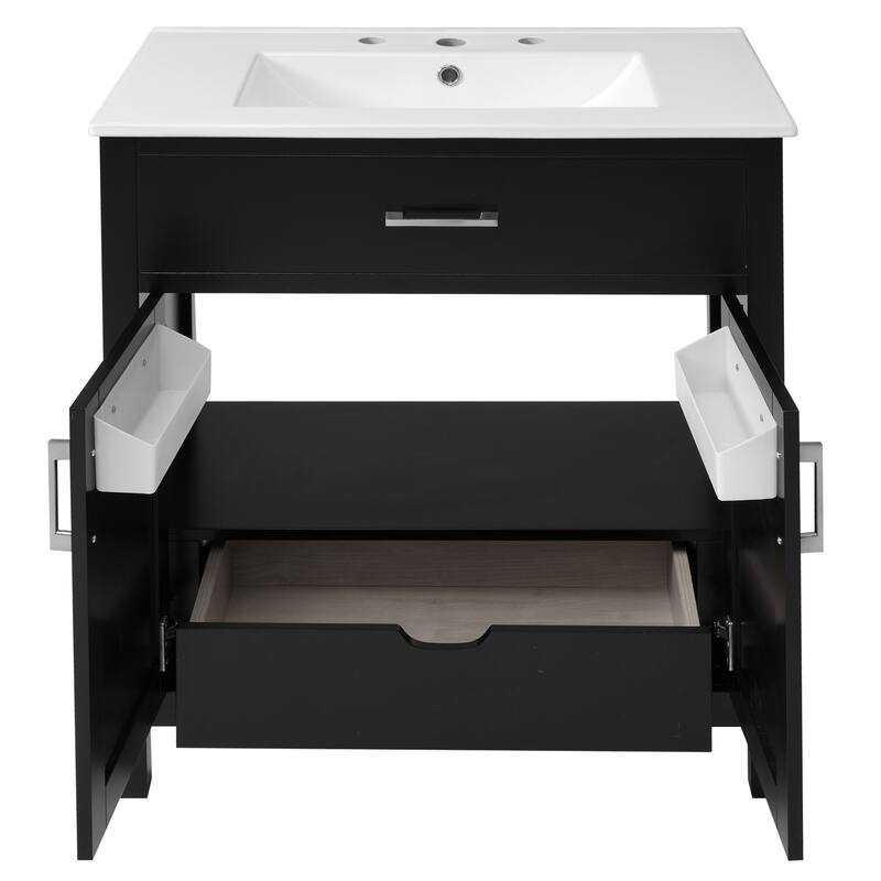 30-Inch Bathroom Vanity with Ceramic Sink and Ample Storage