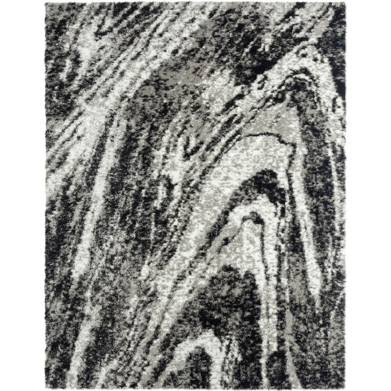Zenith Abstract Shag Grey Tones Area Rug - 8'7" x 11"6' - Grey Tones