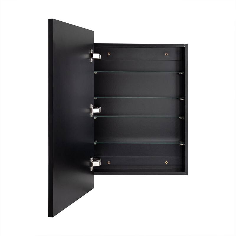 TEHOME Velin Recessed and Surface Mount Bathroom Medicine Cabinet with Mirror Square Cornered Metal Framed Rounded Rectangle