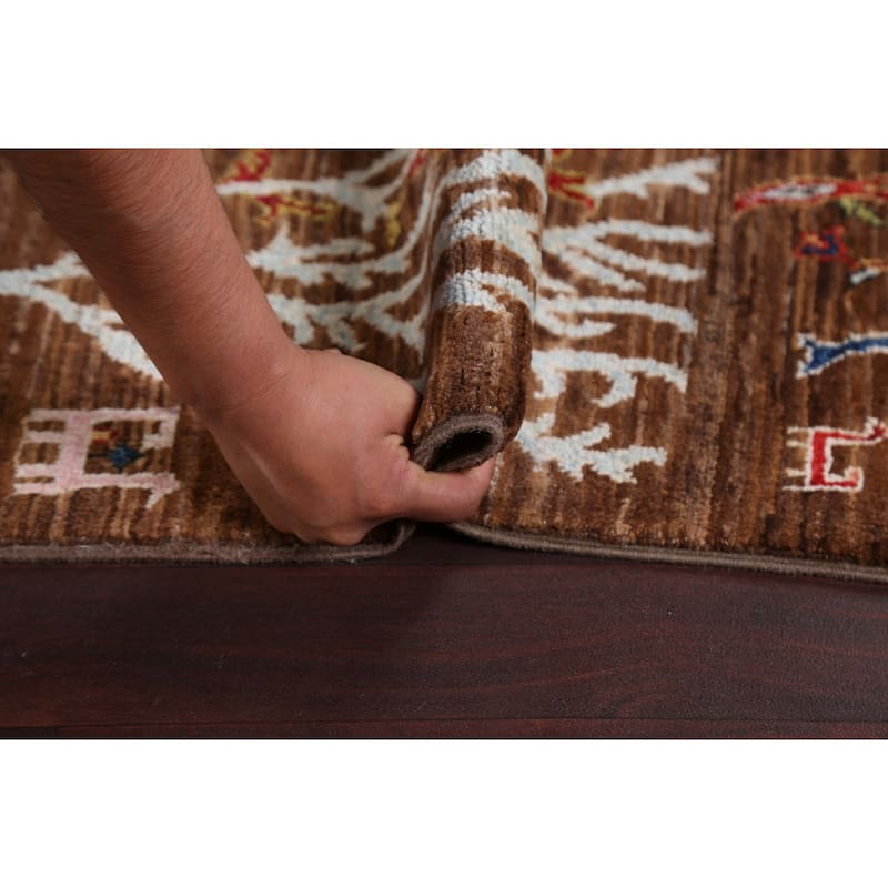 Vegetable Dye Floral Kazak Oriental Wool Area Rug Hand-knotted Carpet - 5'2" x 6'3"