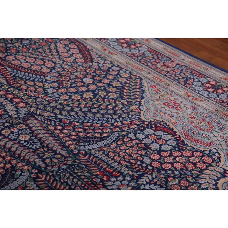 Vegetable Dye Blue Kerman Chinese Area Rug Hand-Knotted Wool Carpet - 7'0"x 10'0"