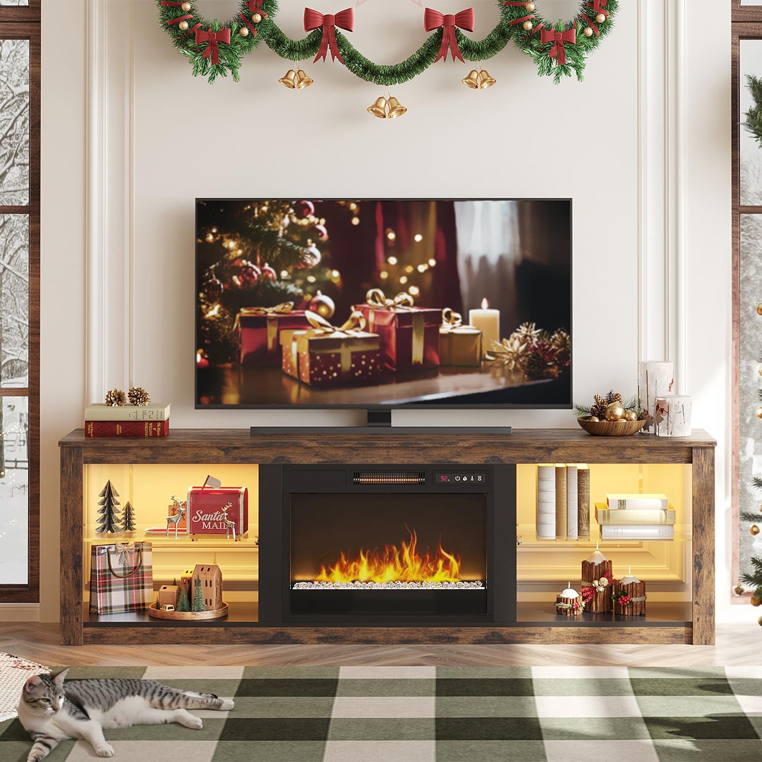 Electric fireplace deals tv stand overstock
