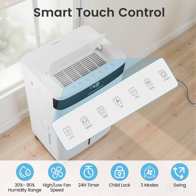 Costway 74 Pints Dehumidifier for Home 4500 Sq.Ft Dehumidifier with - See Details