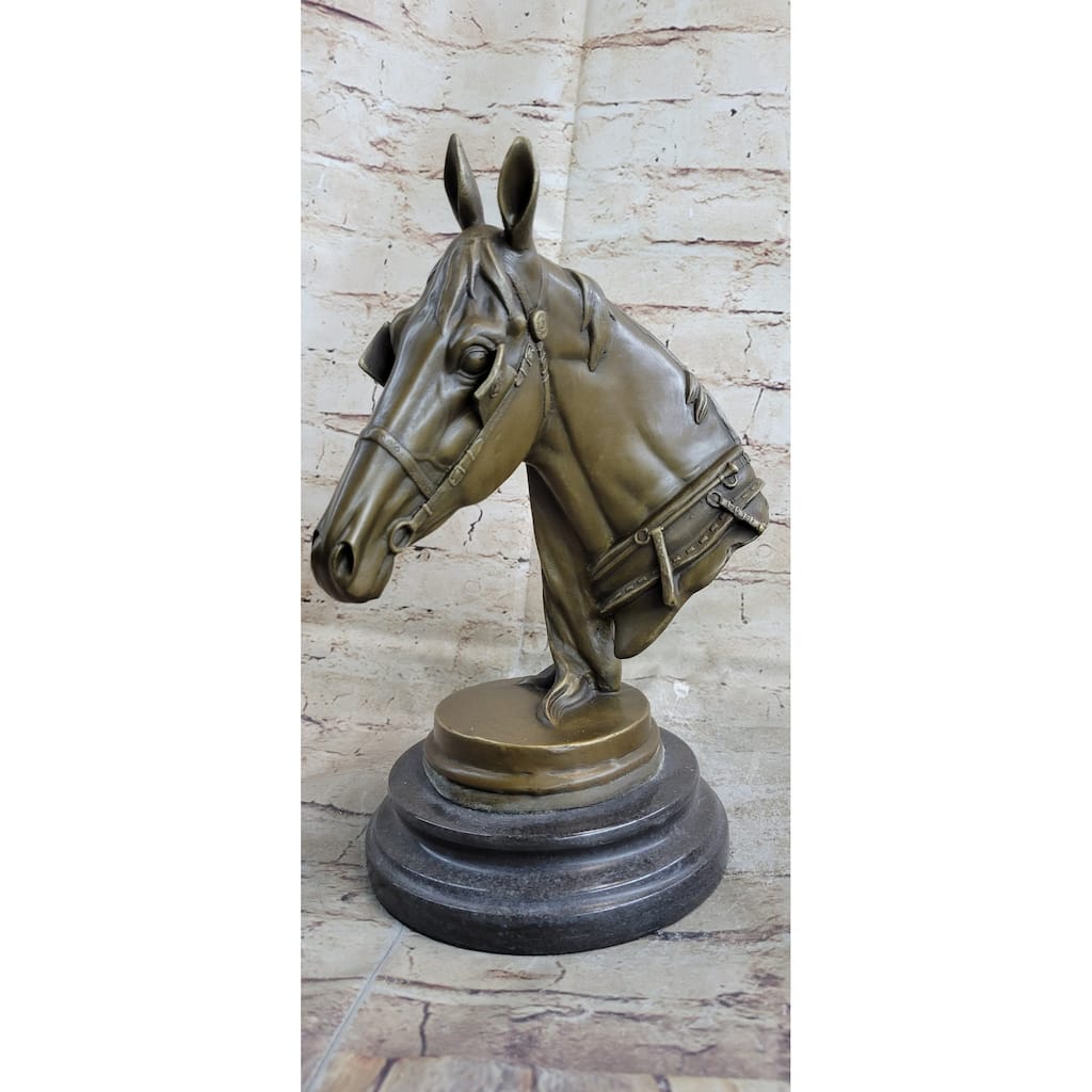 Hot Cast Bronze Imitative Horses Head Sculpture Marble Statue Figurine Barye Home Decor Art