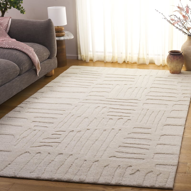 SAFAVIEH Handmade Ebony Bayla Wool Rug - 4' x 6' - Ivory