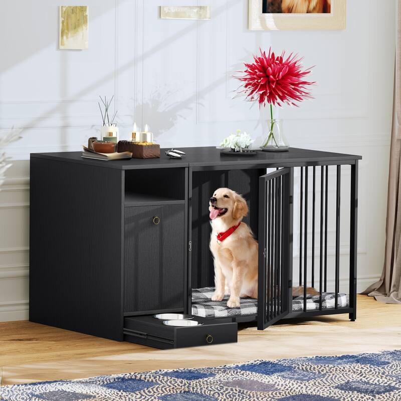 Moasis 3-in-1 Furniture-style Dog Crate Pet Crate with Drawers, TV Stand