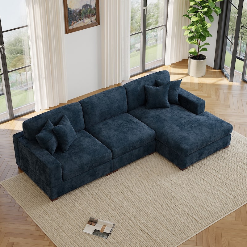 Oversized Modern Chenille Modular Sectional Sofa with Chaise
