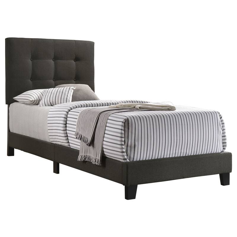 Mapes Transitional Fabric Upholstered Tufted Panel Bed