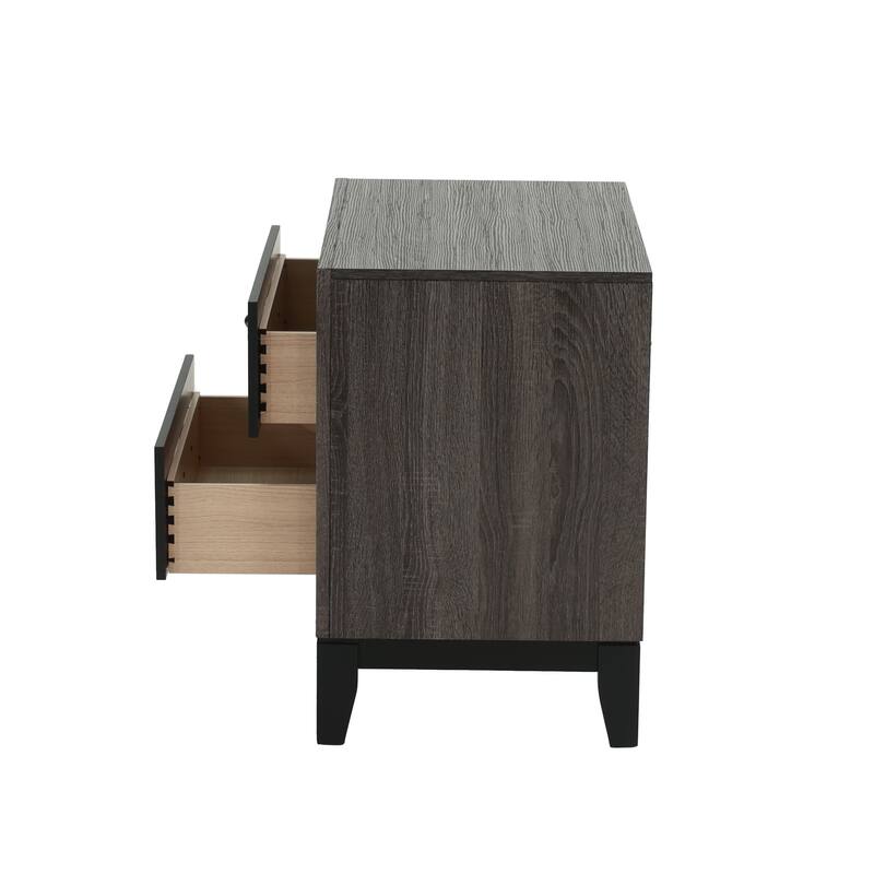 1pc Nightstand 2-Drawers Bed Side Table Solidwood