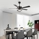 preview thumbnail 21 of 46, 52" Modern Chrome/ Black Indoor Ceiling Fan Light with Remote and 5 Resiversible Blades