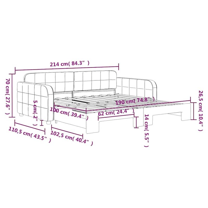 vidaXL Daybed with Trundle without Mattress Dark Gray 39.4"x74.8"
