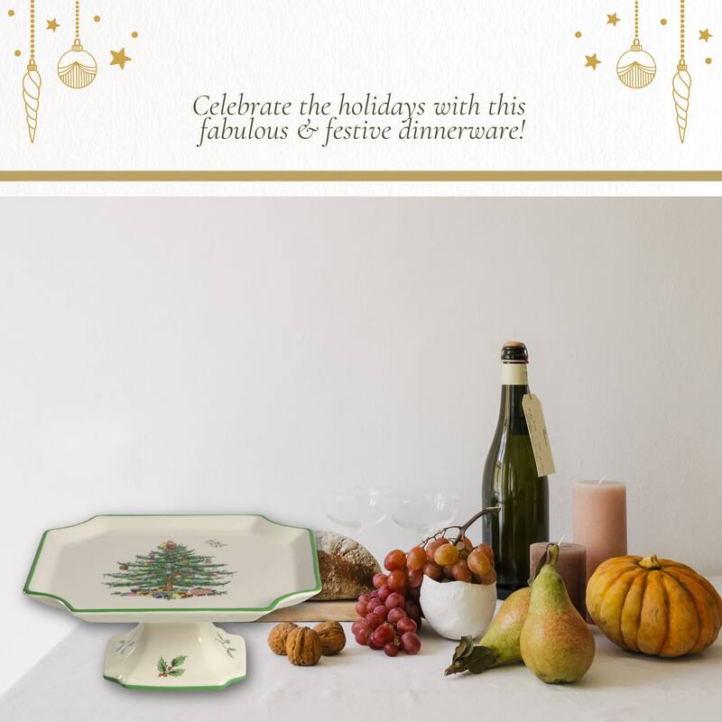 Spode Christmas Tree Footed Square Cake Plate