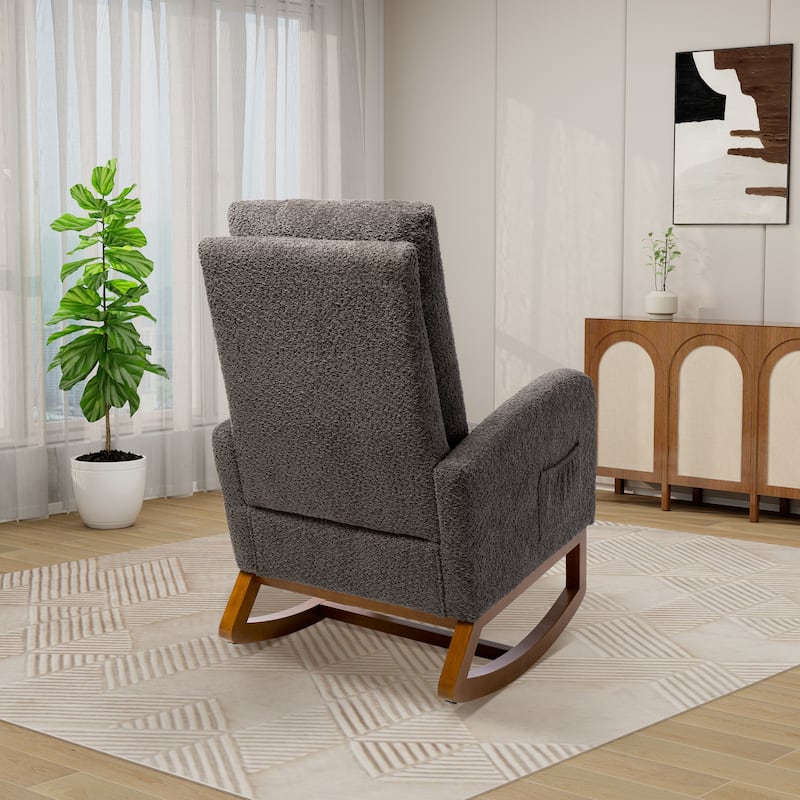 25.4"W High Back Rocking Chair with Retractable Footrest