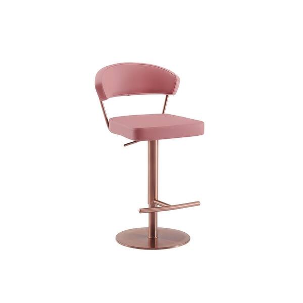FAIRMONT bar stool in pink with rose gold brushed swivel base. Bed Bath & Beyond 35314536