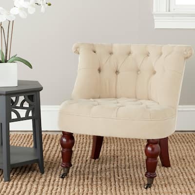 Safavieh En Vogue Carlin Natural Cream Tufted Chair - 26.4" x 24.2" x 27"
