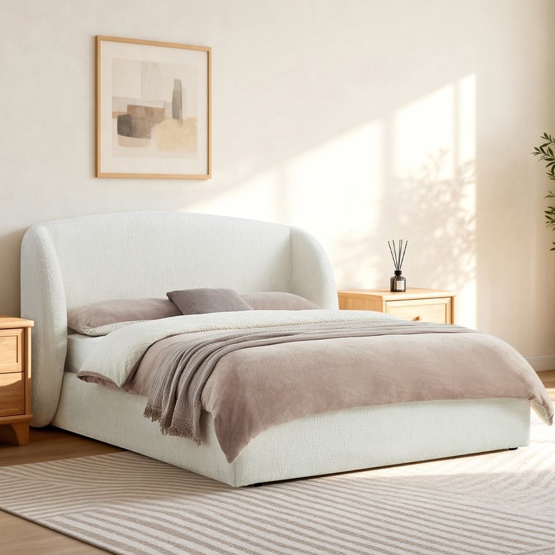 Spruce & Spring 48.5" Tall Wingback Upholstered Storage Platform Bed Frame with Hydraulic Lift