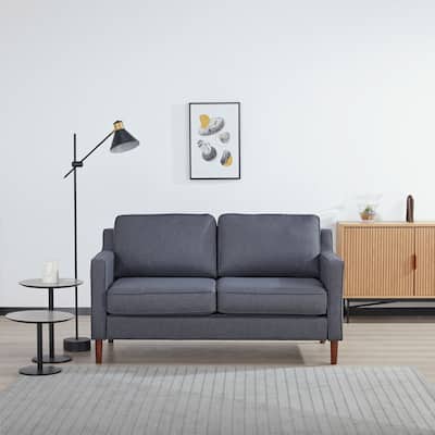 Sedona Modern Loveseat Sofa, Faux Linen / Vegan Leather Couch