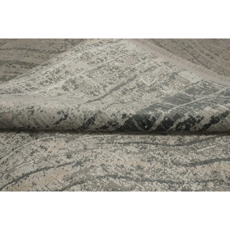 Machine Made Oriental Polyester Carpet Modern Abstract Greys & Charcoal Modern Area Rug - 7' 5'' X 5' 2''