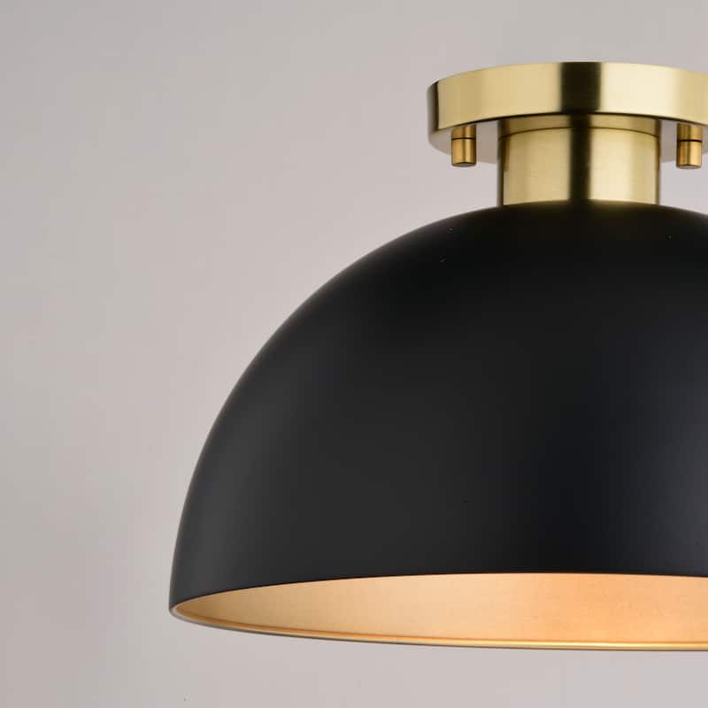 Devon 12.75-in W LED Compatible Mid-Century Modern Semi Flush Mount Ceiling Light