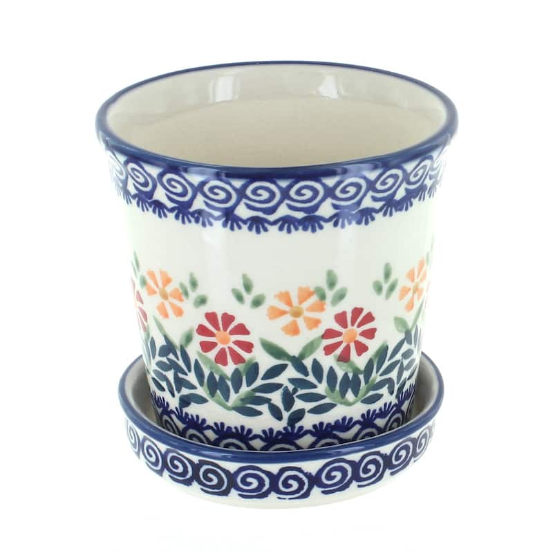 Blue Rose Polish Pottery P045 Manufaktura Flower Pot
