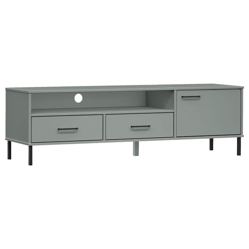 vidaXL TV Stand TV Console TV Console with Metal Legs Solid Wood Pine OSLO - 62.2" x 15.7" x 18.3"