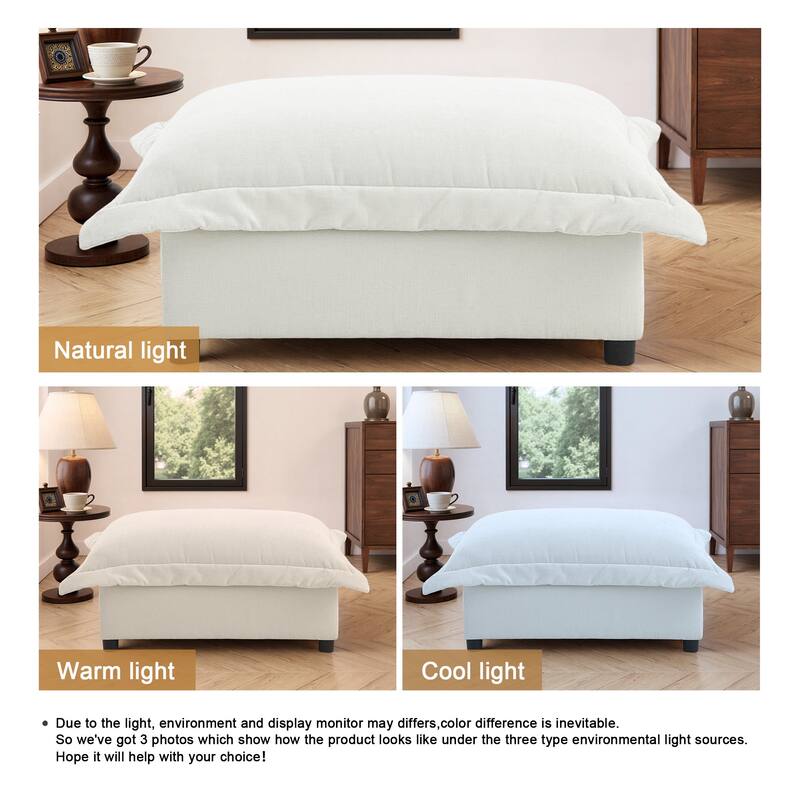 37"W Oversized Upholstered Chenille Rectangle Cloud Ottoman