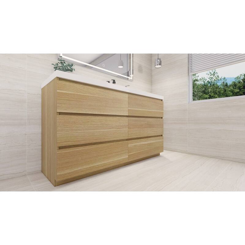 Aron 60'' Freestanding Vanity with Right Single Sink