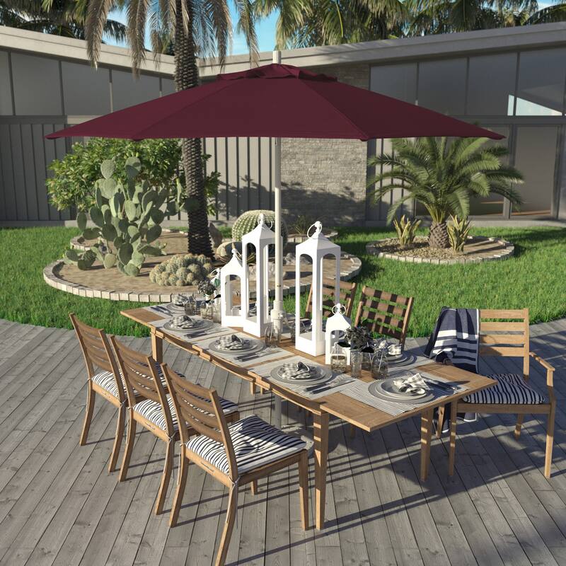 California Umbrella 9' Rd Golden State Series Patio Umbrella White Aluminum Frame Crank Lift Collar Tilt Pacifica Pacific Blue - Burgundy