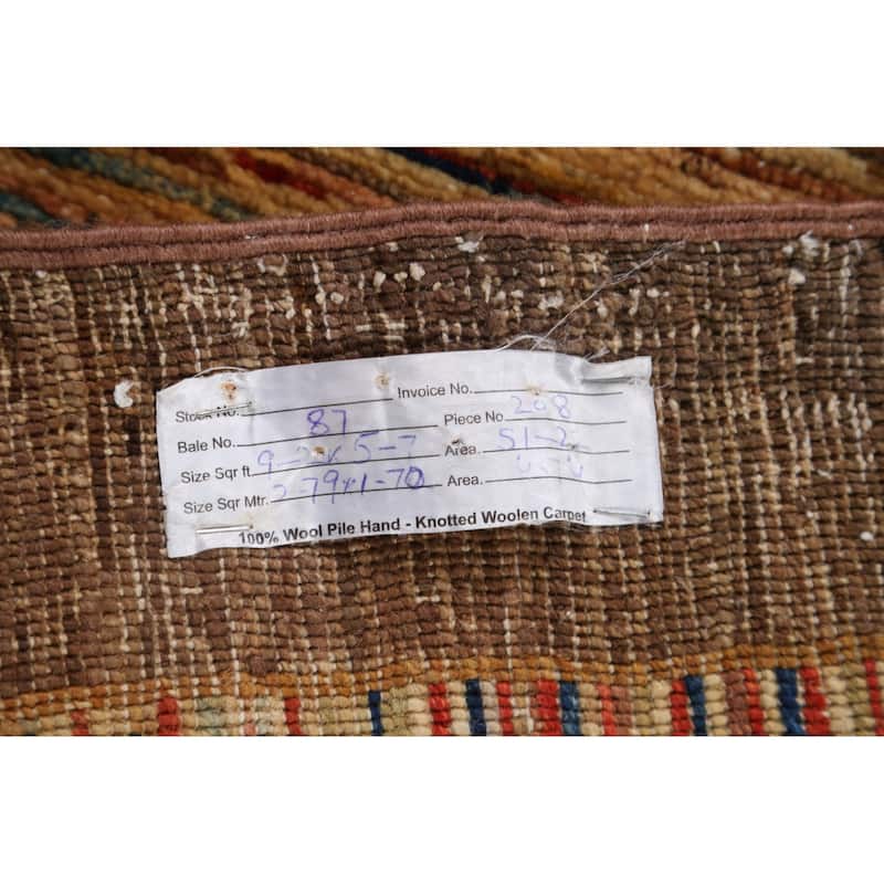 Checkered Gabbeh Kashkoli Oriental Wool Area Rug Handmade Carpet - 5'5" x 9'1"