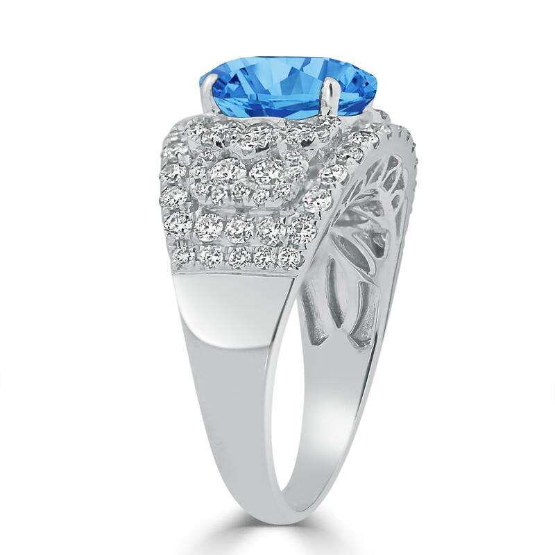 Auriya 3 1/5ct Oval Blue Topaz and Diamond Ring 1 1/3ctw 18K Gold