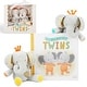 preview thumbnail 1 of 4, We are Twins, Baby and Toddler Twin Gift Set, Keepsake Book and Set of 2 Plush Elephant Rattles for Boys and Girls