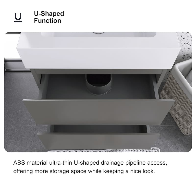 Floating Bathroom Vanity with Solid Surface Top
