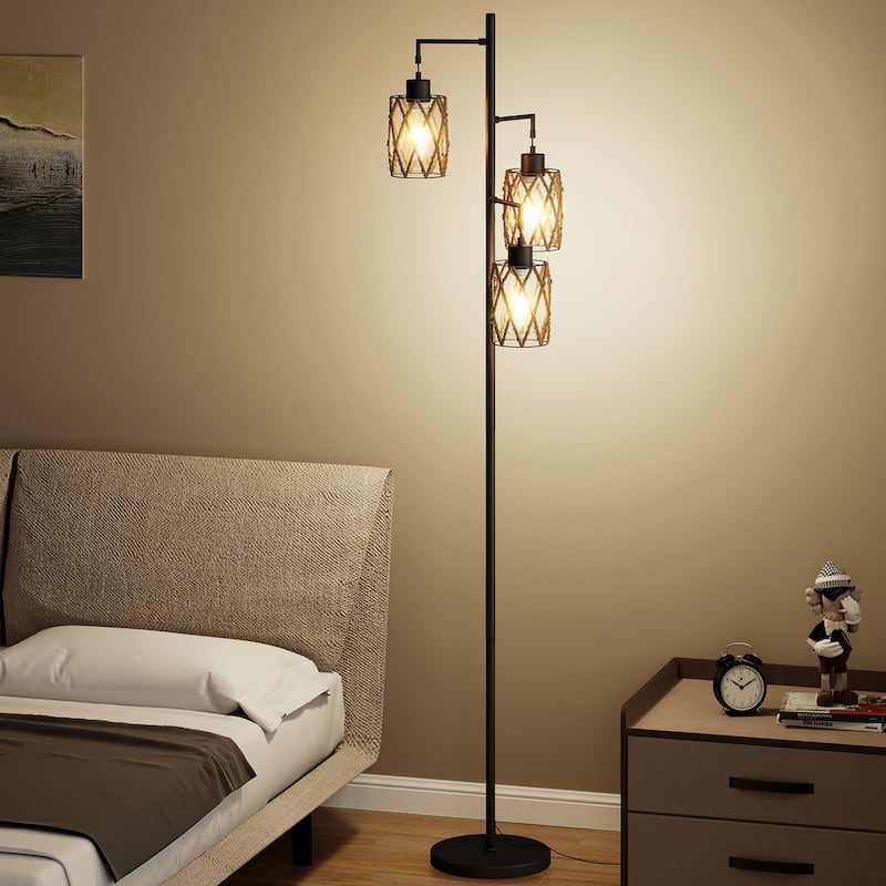 67'' Tree-Shaped Floor Lamp with 3 Lights - Foot Switch Included & Easy Assembly
