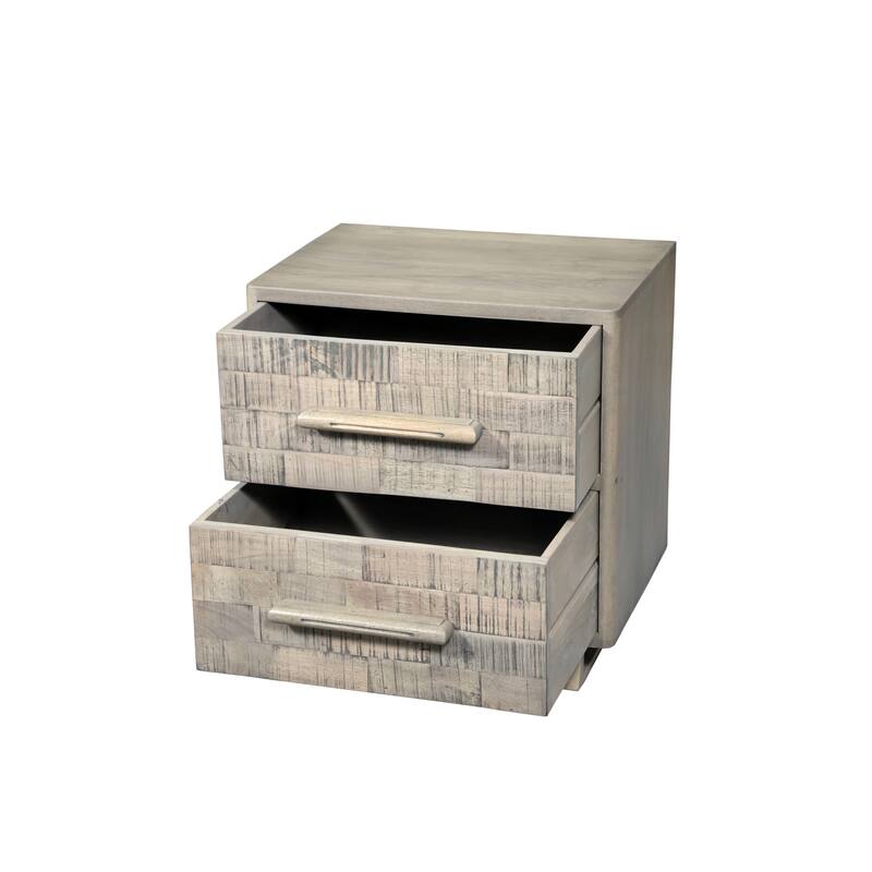 Modern Solid Wood Nightstand with 2 Drawers