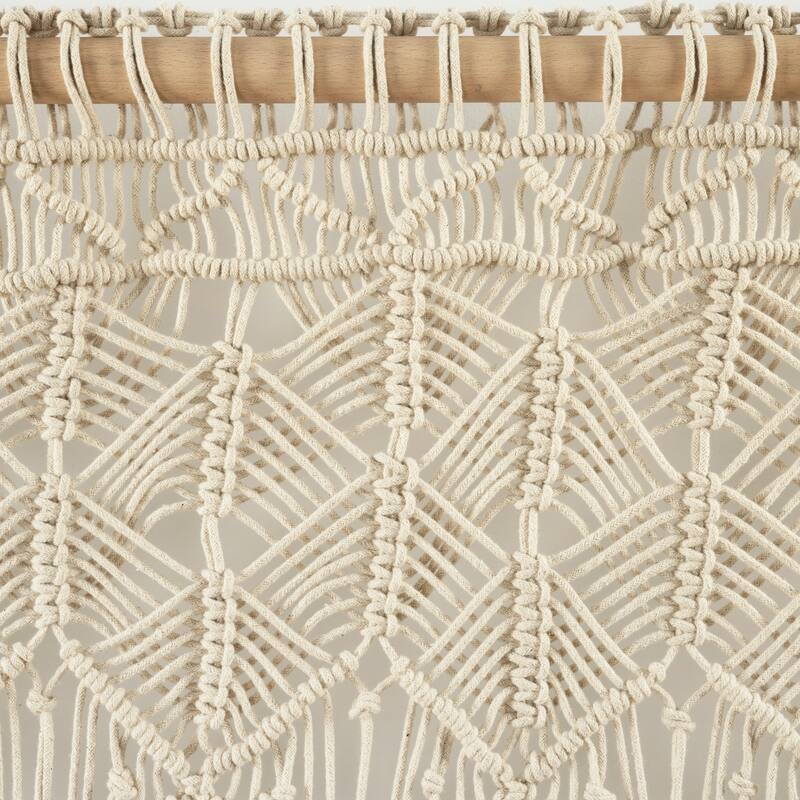 Lush Decor Boho Macrame Tassel Cotton Valance/Kitchen Curtain/Wall Decor Single - 30" x 40"