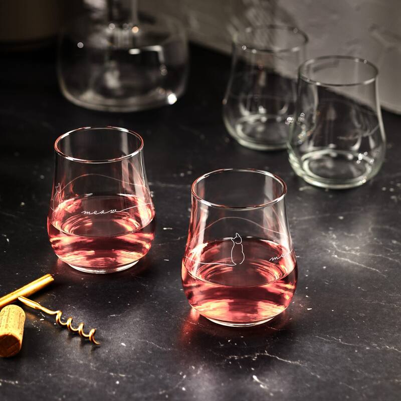 Libbey Modern Pets Meow All-Purpose Glasses, 17-ounce, Set of 4 - Set of 4