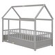 preview thumbnail 10 of 20, Twin Size Floor Wooden Bed with House Roof Frame