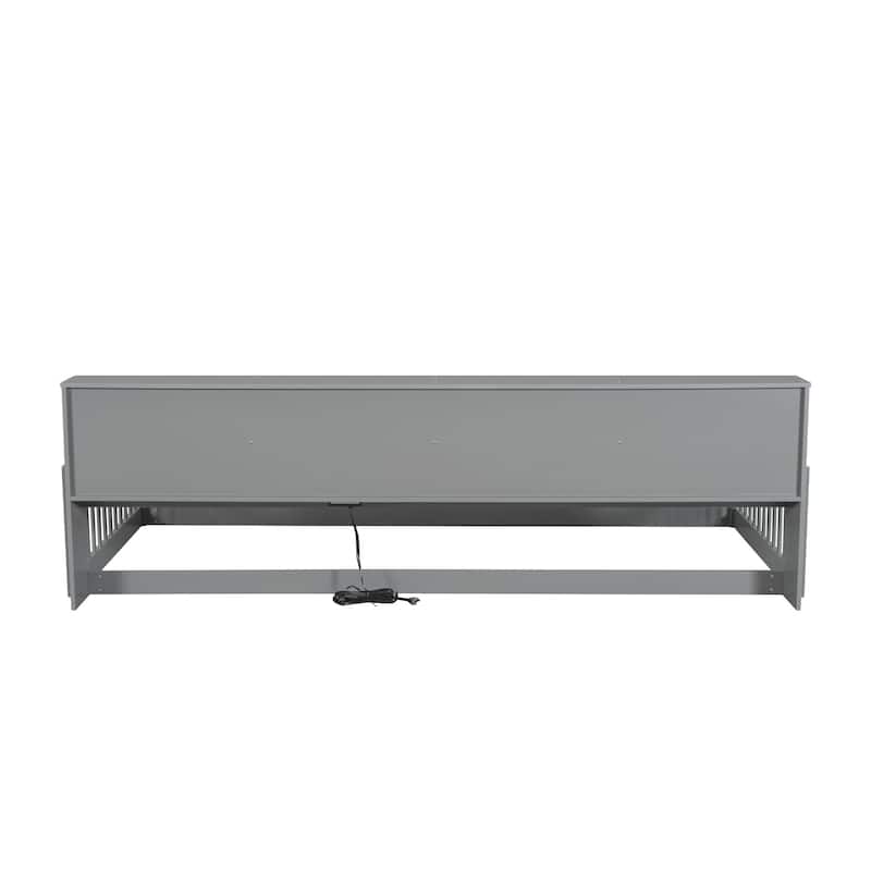 Roomfitters Wood Twin XL Floor Bed with Storage Cabinets and USB Ports