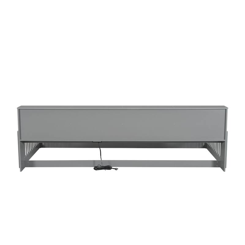 Twin XL Solid Wood Bed With 3 Storage Cabinets, Charging Station Semi Enclosed Safety Fence, 2 Outlets, 2 USB Ports