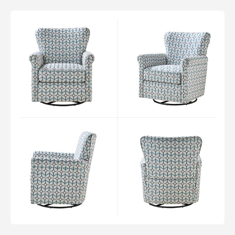 Georg Comfortable Floral Fabric Swivel Rocker Chair with Rolled Armrest Set of 2 by HULALA HOME