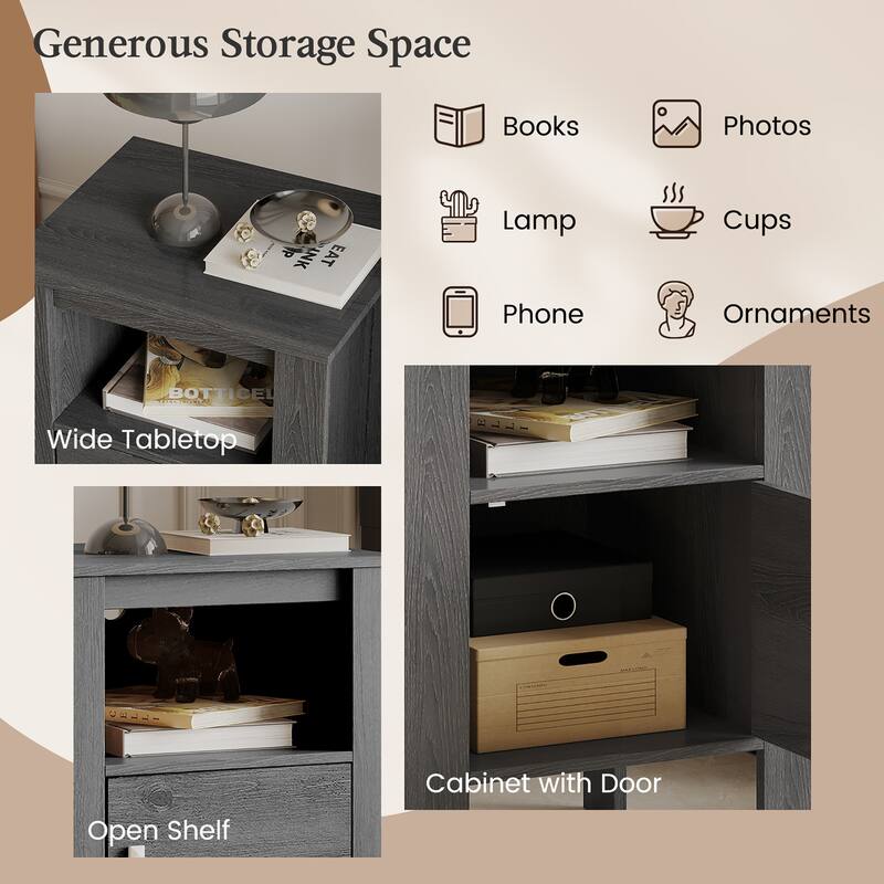 Costway Nightstand Compact Side End Sofa Table with Open Shelf & - See Details