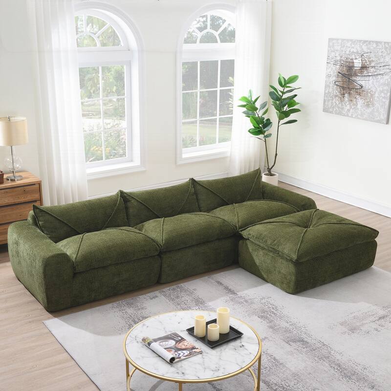 Compressed Sofa with High Density Foam, Integrated Backrest&Seat Cushion, Decorative Edging