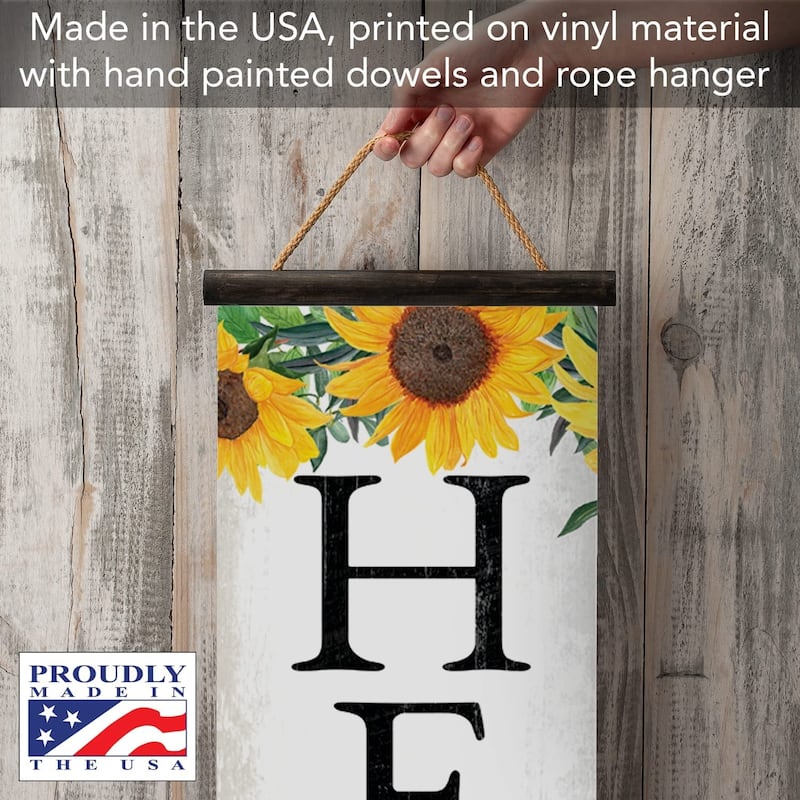 Hello Sunshine Reversible Indoor/Outdoor Vinyl Welcome Sign 44.5” by 11” Manufactured in the USA Durable Easily Wipes Clean