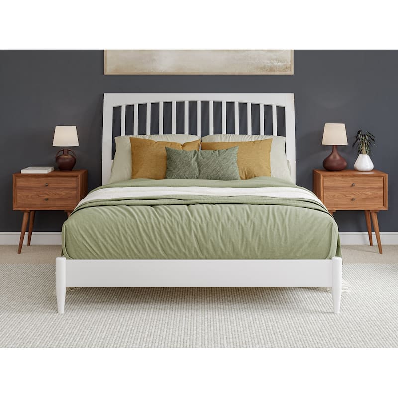 Solid Wood Low Profile Platform Bed - Sleigh Design - Modern Bedroom Furniture