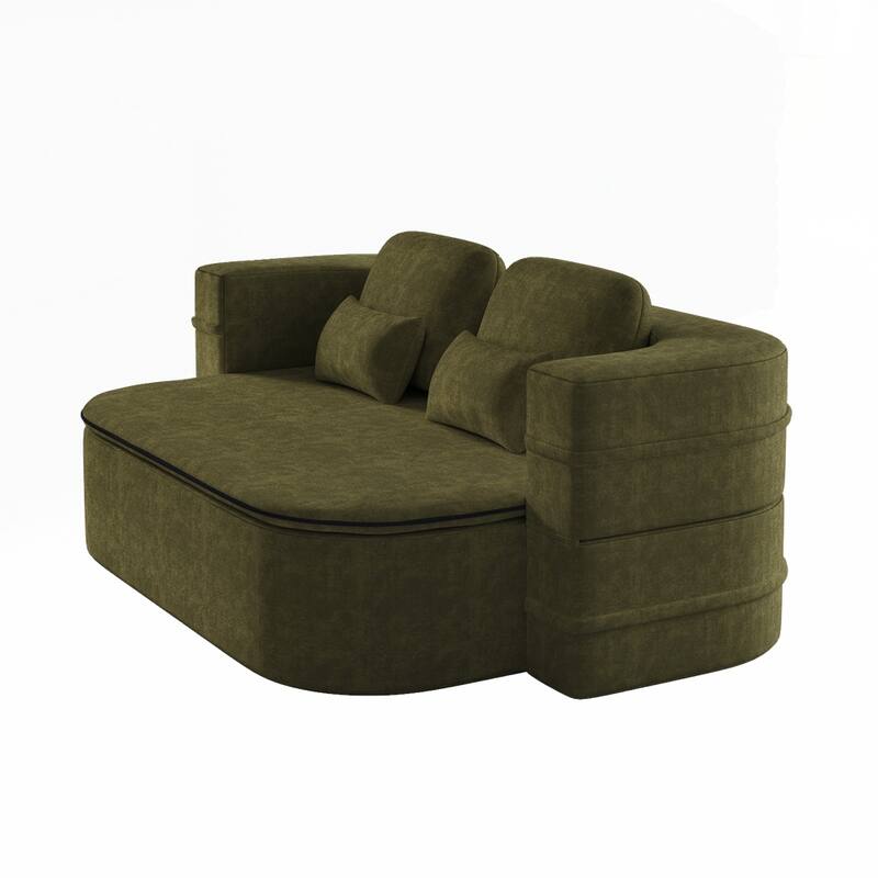 Folding Mattress Sofa with Fixed Shape Frame Convertible Sleeper Foam Sofa Bed with Blanket